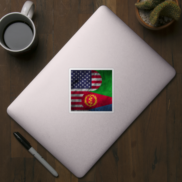 USA and Eritrea Dual Flag Yin Yang Combination by Family Heritage Gifts